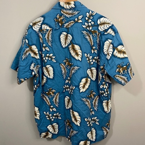 Roper Men's Teal Western Cowboy Print Short Sleeve Button Up Shirt Large‎ - Picture 6 of 11